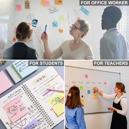 Sticky Notes 3x3, 8 Pack Sticky Pads 100 Sheet/Pad, Bulk Sticky Note Pads, Multicolor Self-Sticky Notes Pad - Teacher Classroom Must Haves, Back to School and Office Supplies Blank Desk Note Pads.