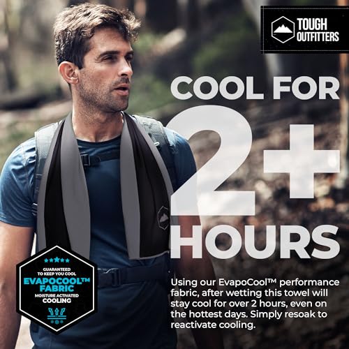 Tough Outdoors Cooling Towels for Neck Face - Neck Cooling Towel for Hot Weather Yoga Sports Golf Sweat - Instant Cold Towel - color: Dark Gray, size: Single Pack