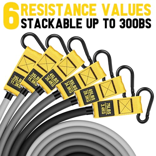 Heavy Resistance Bands for Working Out, 300lbs/360lb/420lb Exercise Bands Workout Bands with Handles, Door Anchor, Ankle Straps, Home Gym Workout Equipment for Men Fitness Strength Training Stretching - color: Yellow, style: 300LBS