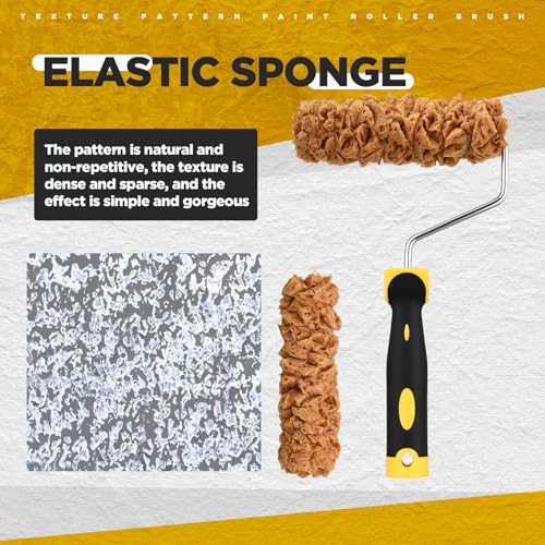 Threlaco Paint Roller Kit 3 Pcs Texture Sponge Paint Rollers 6 Inch Texture Pattern Roller Brush Tool with Roller Frame for Painting Walls Home Supplies