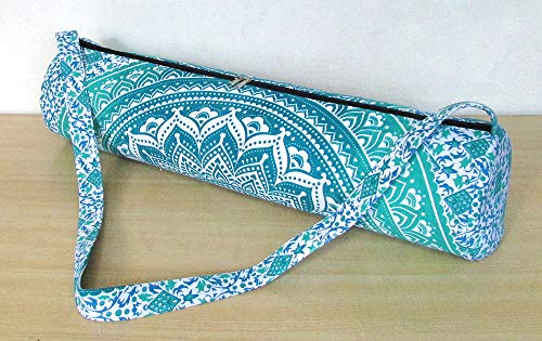 INDIAN CRAFT CASTLE ICC Yoga Mat Bag Carrier Full-Zip Exercise Yoga Mat Carry Bag for Women Men with Multi-Functional Storage Pockets and Adjustable Shoulder Strap 26X6 Inches - style: Green Ombre