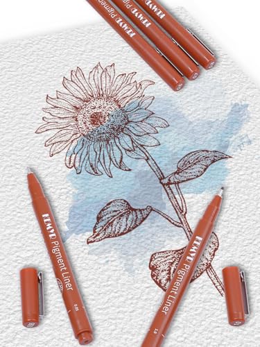 KEMYR 10 Sizes Sepia Fineliner Micro Drawing Pens, Waterproof Pigment Ink | Archival Ink,AP Certified,With Case,0.05-1.0mm, for Illustration,Journaling,Sketching,Manga,Drawing,Artists And Beginners - color: Sepia Micro Pens 10 SIZES,0.05-1.0mm, style: 10