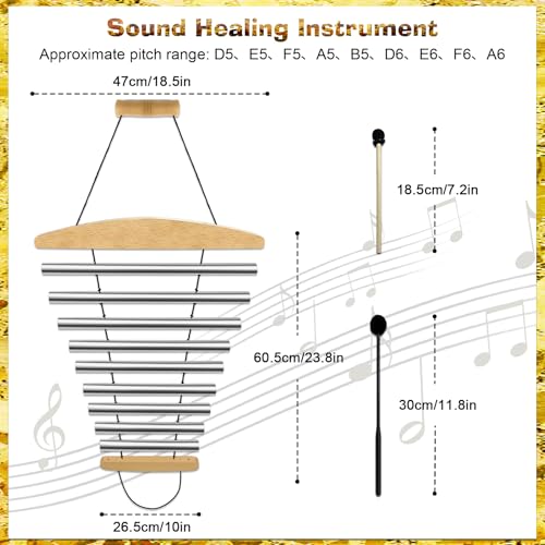 9-Tone Hand Chime with Mallet, Chimes Percussion for Meditation
