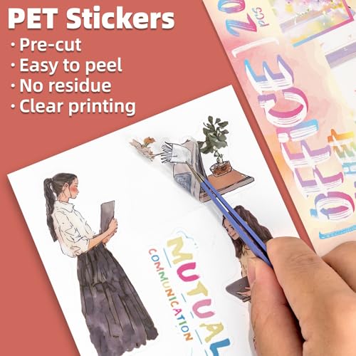 Quiet Office Sticker Scrapbooking Supplies for Junk Journal, 20 Sheets PET Stickers - Vintage Journaling Stickers, Ephemera Sticker Book Pre Cut(TZ-009-008) - style: Quiet Office