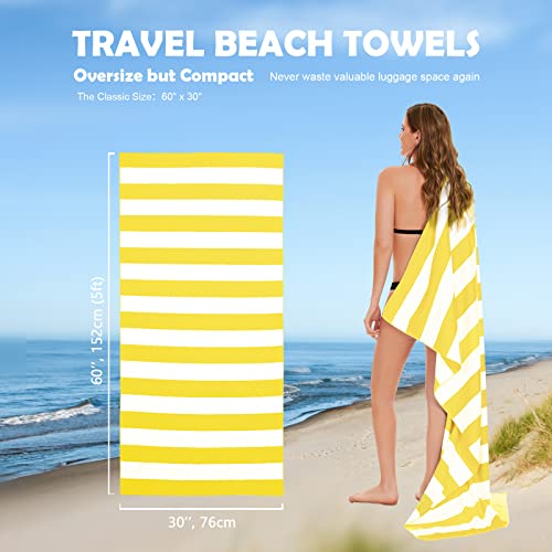 Your Choice Microfiber Beach Towel Sand-Free Quick Dry (67"x35"/60"x30") - color: N-yellow Stripes, size: Large(60x30")