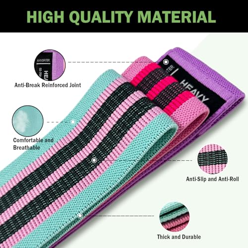 KANGFITER Non-Slip Fabric Resistance Bands for Working Out 3 Levels - color: 3.Colorful Set