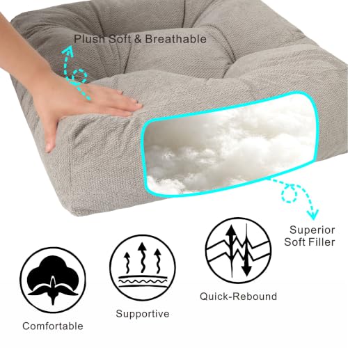 Floor Pillow for Adults, Large Sitting & Meditation Cushion - color: Light Gray, Square