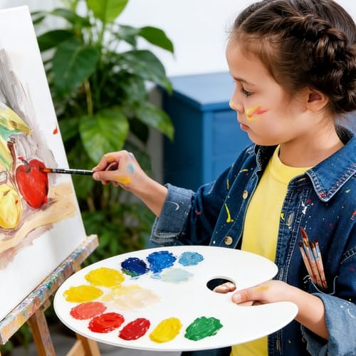 Hulameda 2Pcs Acrylic Paint Palette with Thumb Hole for Adults or Kids | Paint Pallet,Easy Clean Non-Stick Artist Pallet for Oil Watercolor Craft DIY Art Painting Palette - color: White