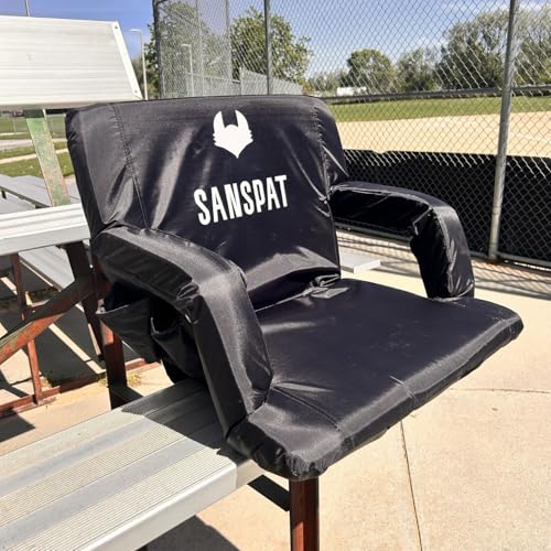 Stadium Seat with Back and Cushion: Regular 23” bleacher Chairs, Stadium Chairs on Hard Benches. Recommended for Extra Space Comfort, a Premium Chair for Bleachers