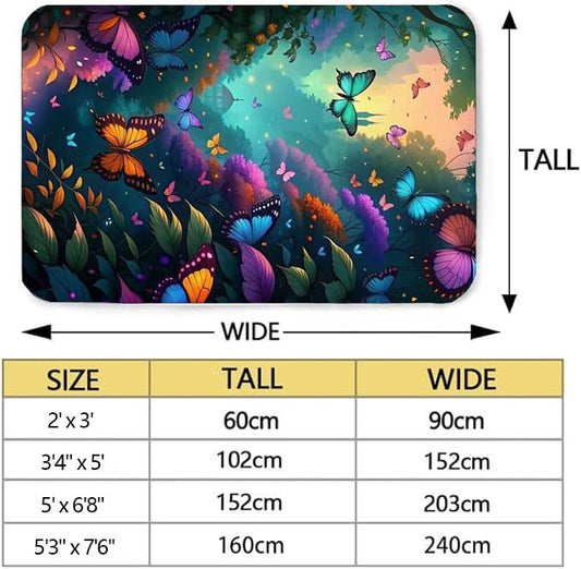 Area Rug, Blue Butterfly Non-Slip mat Area Rugs, Carpets, Suitable for Kitchen Bedroom Living Room Kids Room Decoration, Farmhouse Decor 2'x3' - color: Butterfly 7, size: 2'x3'