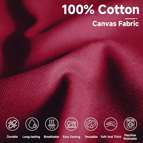Simple&Opulence 100% Cotton Canvas Fabric 10oz. 59 Inch by The Yard, Nature Duck Fabric Textile Medium Weight for Painting, Sewing, Crafts, Embroidery, Bag, Handmade Home Decor(1 Yard, Red) - color: Red, size: 1 Yard
