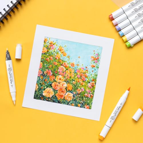 Ohuhu Alcohol Markers Brush& Fine 48 Mid-tone Colors for Adults Coloring | AP Certified Refillable Art Marker, Dual Tips Alcohol-based for Artists Beginners Drawing Illustration Sketching, Honolulu 2B