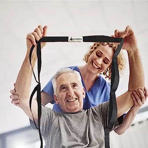 Stretching Strap Yoga Strap with Loops for Physical Therapy, Non-Elastic - color: Purple+Black