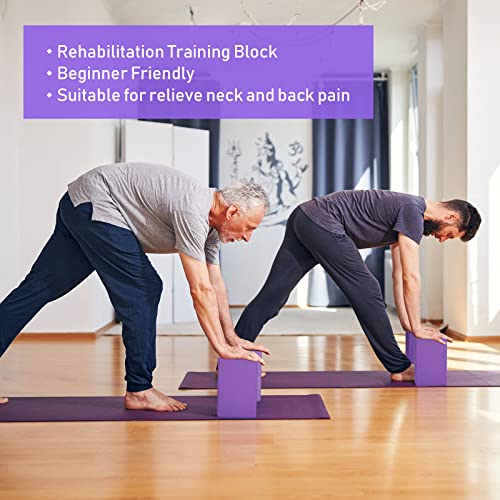 Wettarn 6 Pack Yoga Blocks 9 x 6 x 4 Inch EVA Foam, Lightweight | Non Slip, Yoga Props Accessories for Pilates, Stretching and Meditation - color: Purple