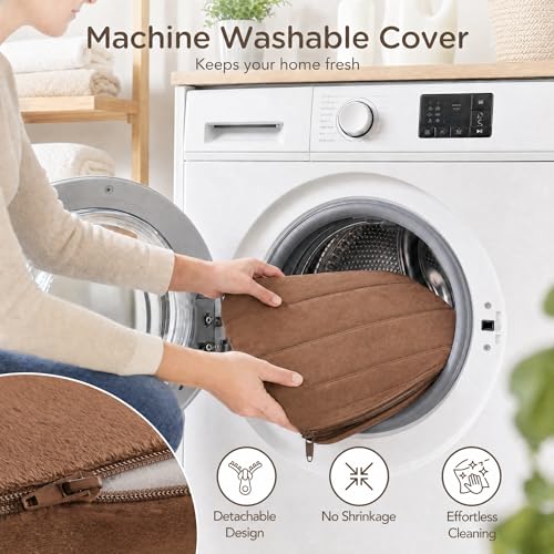 Codi Floor Pillows 2 Pack, Large Floor Cushions for Adults, 22-Inch Coffee | 5-Inch Thick Floor Seating, High-Density Foam Support, Yoga and Meditation Comfort, Washable Covers with Carry Handles - color: Coffee, size: 22 Inch (Pack of 2)