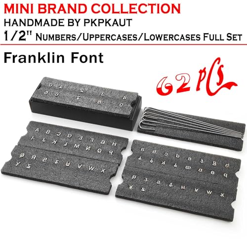 62Pcs 1/2" Custom Branding Iron for Wood, Leather Branding Stamp | Mini Wood Branding Iron on Letters Personalized, Number/Alphabet/Leather Burning Stamps Woodworking Kit for Hats, Steak, Food - size: 62PCS 1/2" Number/Uppercase&Lowercase Letters Set