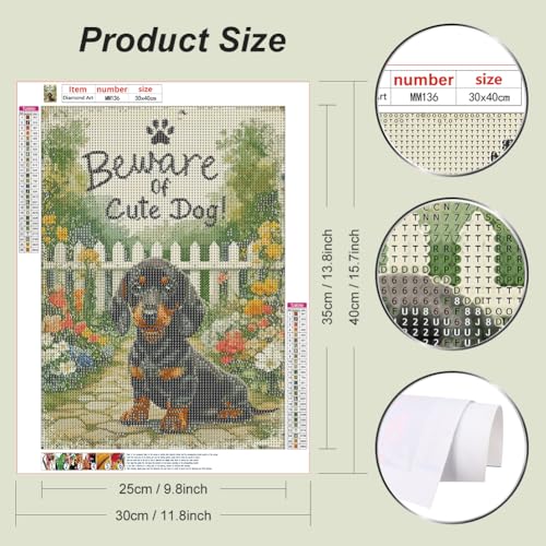 WSLWXSHM Diamond Painting Kits for Adults Dachshund Dog, Animal Round Full Drill Diamond Art Kits, 5D DIY Paint with Diamonds Crafts for Home Wall Decoration Gifts 12×16Inch - color: Dog C