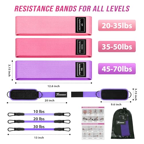 WOQQW Ankle Resistance Bands with Cuffs & Booty Bands Set for Legs & Glutes - color: Purple