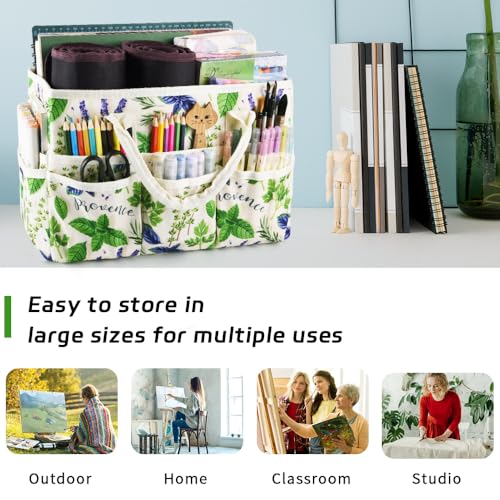 Craft Organizer Tote Bag with Multiple Pockets,Scrapbooking Art Storage | Portable Travel Containers for Caddy,Art and Craft Sewing Bag,Daily Use and Office Supplies Storage.Spearmint - color: Spearmint