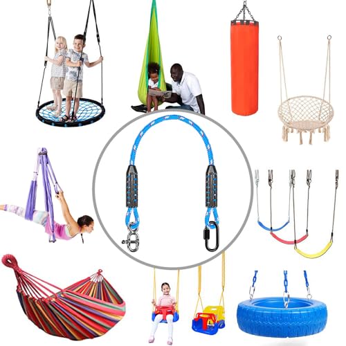 SELEWARE 3ft Tree Swing Rope, Adjustable Hammock Straps Hanging Kit - color: Blue-1 Pack, size: 3ft