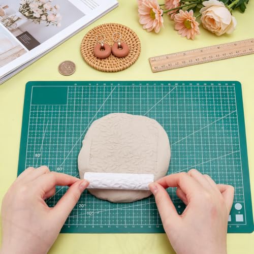 PH PandaHall 2pcs Polymer Clay Texture Roller for Earrings Making Embossing Pottery Texture Rollers Leaf Pattern Hand Clay Roller Pottery Tools for Jewelry Making Craft Projects Supplies, 3.3x0.7 Inch - color: Leaf-2