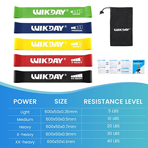 WIKDAY Exercise Resistance Bands with Handles for Working Out Workout Bands Set with Door Anchor for Physical Therapy, Yoga, Pilates - color: Multicolor, size: Light (10-150lb & 5-40lb)