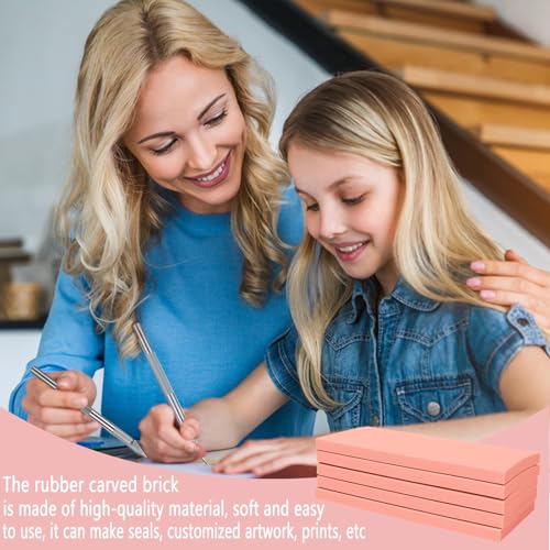 Linoleum Blocks for Printmaking, Pink Rubber Stamp Carving Blocks Rubber Carving Blocks Linocut Block for Stamp Maker Printmaking Supplies (Pink - 2 Pack) - color: Pink - 2 Pack