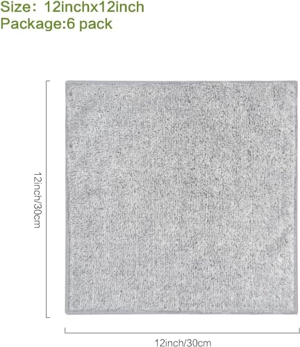 SINLAND Microfiber Face Towels Soft Washcloths 12Inch x 12Inch 6 Pack Grey - color: Grey