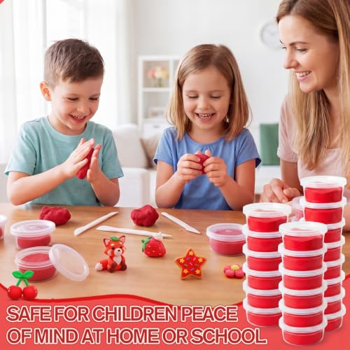 VioraWhite 48 Pcs Air Dry Clay Bulk 1.6lb Modeling Clay Kit,Red | Soft & Stretchable, Magic Foam for Kids, DIY Molding, Arts & Crafts, Boys Girls Party Favors, Cosplay Sculpting Supplies - color: Red