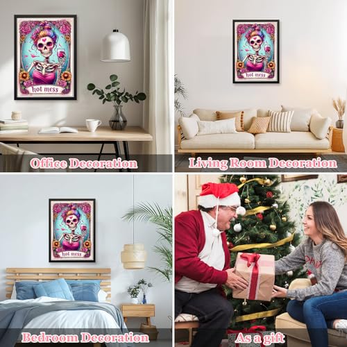 MAXBYE Diamond Painting Kits for Adults Beginners,Mexican Dead 5D Full Round Drill Diamond Art Kit, Easy DIY Dot Painting Gem Craft for Home Wall Art 12x16in - color: ZD050