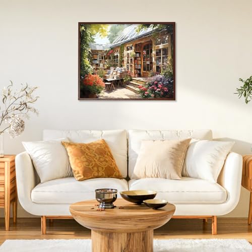 Paint by Numbers Kit for Adults, Bookstore DIY Painting Kit, 16x20 Inch | Garden Paint by Numbers for Adults Beginners, Without Frame, Relaxing Hobby, Cozy Wall Art, Home Decor, Creative Gift - color: CYOP1P16