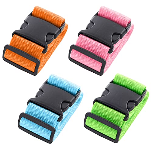 4pcs 74″×2″Luggage Straps for Suitcases,Adjustable Suitcase Straps and Heavy Duty Strap Buckle Packing Straps Travel Accessories,Multicolor - color: Multicolor 4PCS
