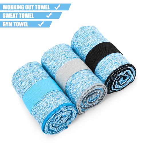 3 Pack Microfiber Gym Towel Quick Dry Sweat Towels Women Men Lightweight Running Cycling Fitness Hiking Tennis Exercise Outdoor Sports Towel(3 Pack(Blue)) - color: 3 Pack(blue)