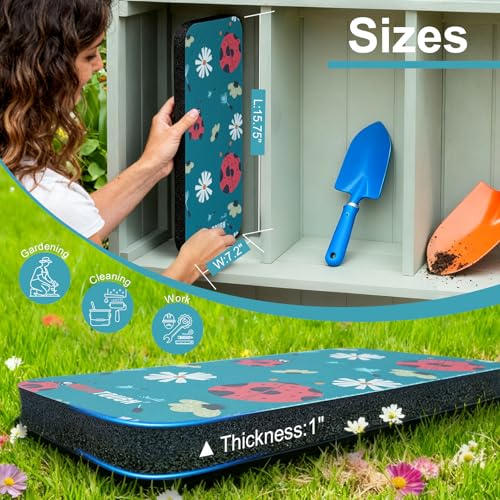 MELOTOUGH Garden Kneeling Pad, 1" Thick Soft NBR Foam Kneeling Pads for Gardening, Cleaning, Work - Lightweight & Comfortable, 15.75"x7.2" (Ladybug) - color: Ladybug