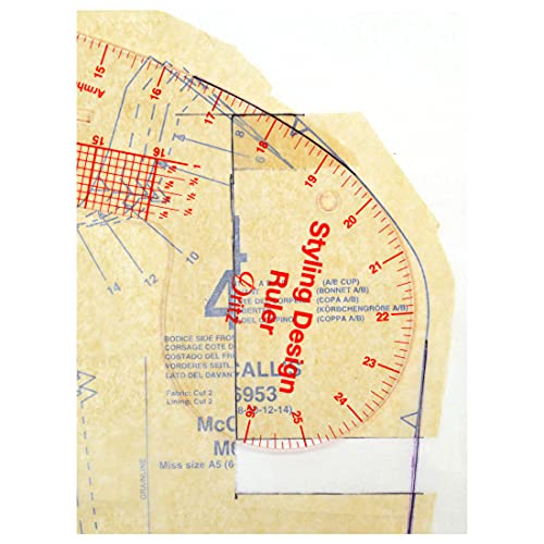 Dritz Styling Design Ruler, Curved and Straight Edge, Clear | For Sewing, Quilting, & Crafting Projects, 4-in-1 Ruler