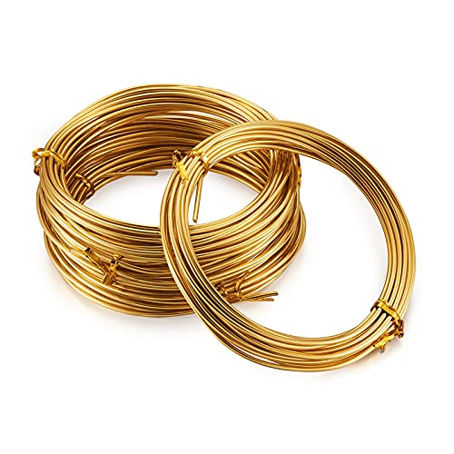 Fashewelry 16.4 Feet/Roll 12 Gauge Aluminum Wire 10 Rolls Gold Bendable Metal Craft Wire for Beading Jewelry Craft Making Total 164 Feet - color: Round-12 Guage-Gold