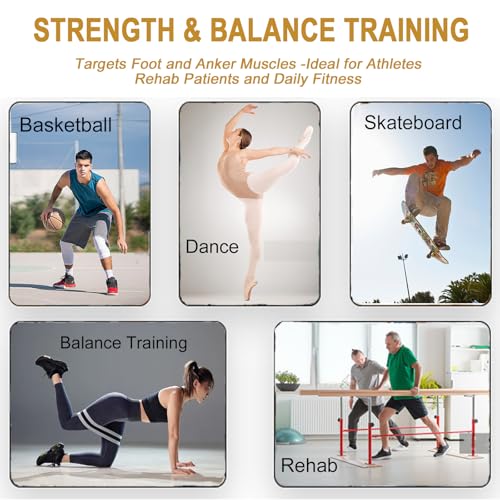 Ankle Balance Board 3 Optional Levels, Wooden Ankle Strengthener with Physical Therapy Guide for Plantar Fasciitis Relief, Achilles Pain, Posture Corrector, Foot Stretcher, Balance Training