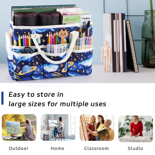 Craft Organizer Tote Bag with Multiple Pockets,Scrapbooking Art Storage | Portable Travel Containers for Caddy,Art and Craft Sewing Bag,Daily Use and Office Supplies Storage.Dark Whale - color: Dark Whale