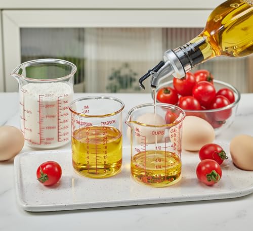 High Borosilicate Glass Measuring Cup-V-Shaped Spout,Glass Measuring Beaker for Kitchen or Restaurant, Easy to Read, 150 ML (5 Oz)-Single - size: 150 ML (5 Oz)-SINGLE