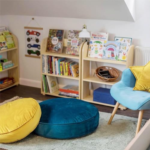 Round Floor Pillow Cover Velvet Throw Seating Pouf Yoga Meditation Cushion Plush Case Reading Room Decor Cover Only (19.7IN, Yellow) - color: Yellow, size: 19.7" x 19.7" (Pack of 1)
