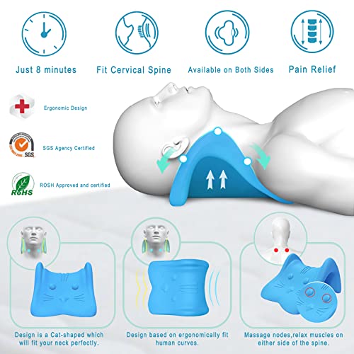 Neck Stretcher for Neck Pain Relief,Cervical Traction Device Pillow,Neck and Shoulder Relaxer for TMJ Pain Relief and Cervical Spine Alignment,Chiropractic Pillow Neck Posture Corrector