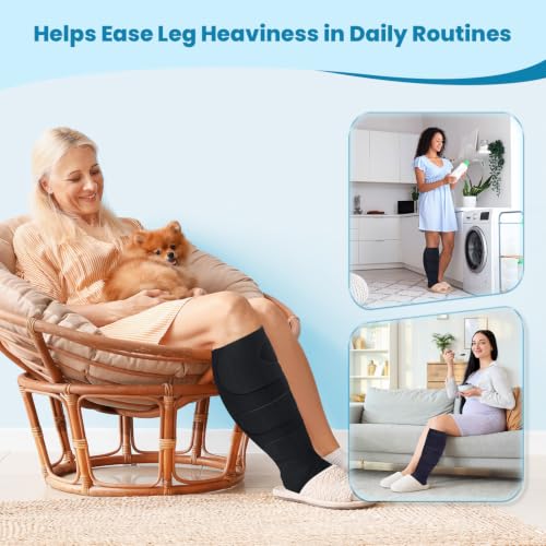 iDonua® Big Swelling Calf + Foot Lymphedema Compression Wrap Adjustable, Extended Coverage for Lower Leg and Foot - with 8 Cross Straps (Regular-L) - size: Regular L