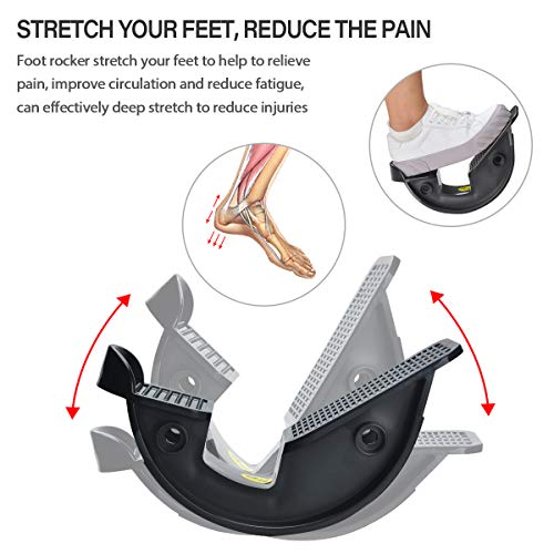 Foot Rocker Calf Stretcher Ankle Plantar Board for Achilles Tendonitis, Muscle Stretch, Feet and Shin Splint Pain Relief - Improve Calf Flexibility, Ankle Mobility - Black