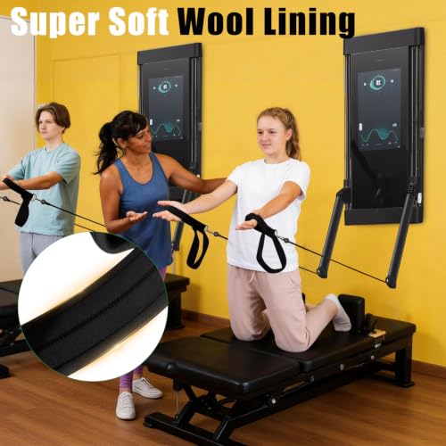 Pilates Loops Compatible with Tonal Smart Home Gym, Double Loop Soft Lined Pilates Straps with T Lock Adapter, W/Snap Hooks - color: Deep Black