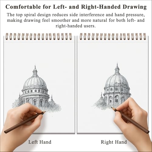 9" x 12" Sketch Book, Top Spiral Bound Sketch Pad, 2 Packs 100 Sheets Each (68lb/100gsm), Acid Free Art Sketchbook Artistic Drawing Painting Writing Paper for Kids Adults Beginners Artists - color: Brown, size: 9" x 12" (Pack of 2)