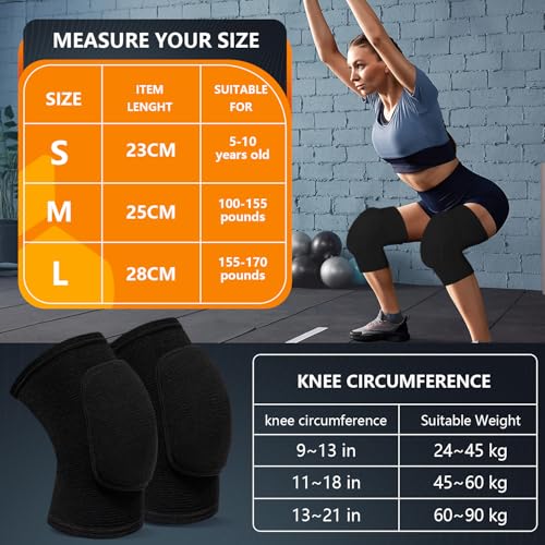Volleyball Knee Pads for Dancers, RYBTB Soft Breathable Knee Pads for Men Women Kids Knees Protective, Knee Brace for Volleyball Football Dance Yoga Tennis Running Cycling Workout Climbing (Black, Medium) - color: Black, size: Medium