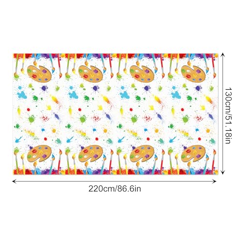 1Pc Watercolor Painting Party Plastic Tablecloth 54 x 87 Inch Long Table Cover, Artistic Painting Party Tablecover for Art Draw Theme Kids Baby Shower Birthday Dinner Picnic Kitchen Event - color: Watercolor Painting