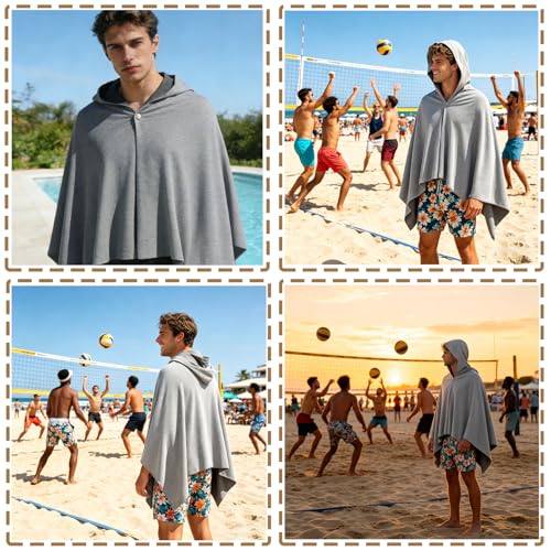 XGOPTS Cooling Hoodie Beach Towel Cloak Instant Cooling Swim Towels Cape | Unisex Outdoor UPF 50+ Sun Protection Hooded Cool Towel Soft Breathable Head Ice Towels for Hot Weather Work Out Sport - color: Grey