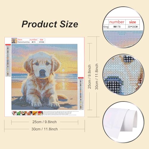 WSLWXSHM Diamond Painting Kits for Adults Dog, Round Full Drill Diamond Art Kits, 5D DIY Paint with Diamonds Crafts for Home Wall Decoration Gifts 12×12Inch, Animal - color: Dog J
