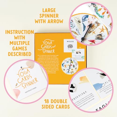 Kids Yoga Cards – 18 Durable Pose Cards for Focus, Balance & Calm | Montessori Mindfulness Game for Preschool Physical & Emotional Development